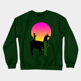 Llama with cacti at sunset Crewneck Sweatshirt